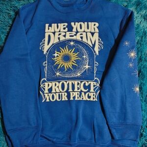 Awake Blue Sweatshirt with Graphic Design
